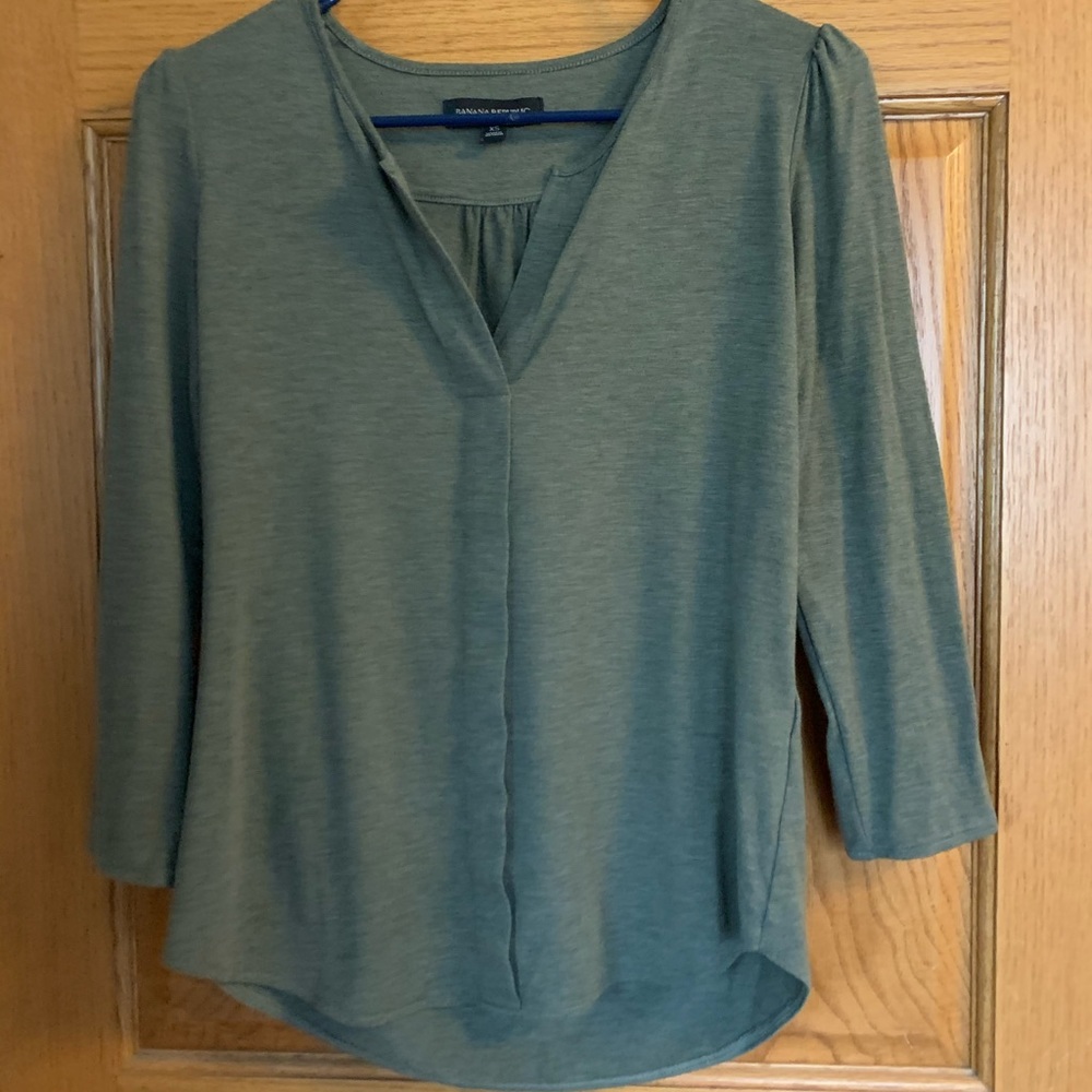 Olive V neck blouse